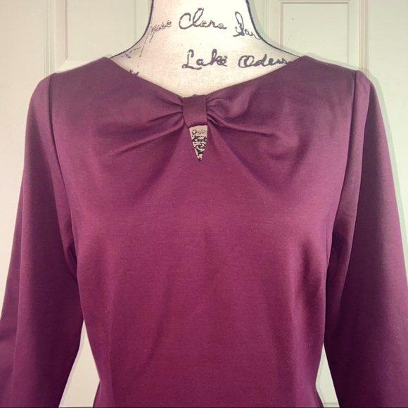 NWT Talbots Casual Sheath Burgundy Dress - Picture 2 of 7